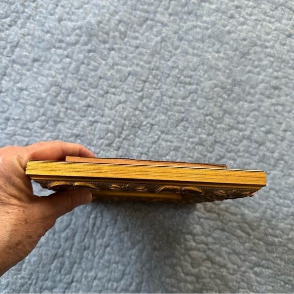 Vintage Photo Frame Elegant Gold & Brown Ornate Linen Border 3” x 4.5” Opening - Picture 10 of 16